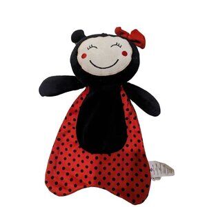 Belle Farallon Plush Animal Baby Lovey Red Black Polka Dots Blanket Ladybug
